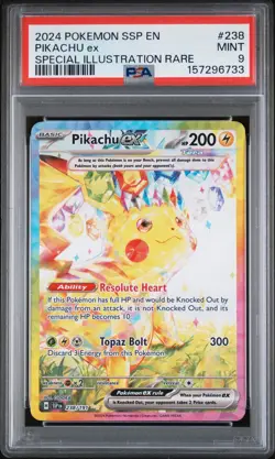 Pokemon Pikachu ex 238/191 SV08 Surging Sparks SIR Holo EN PSA 9 2024 - Image 1