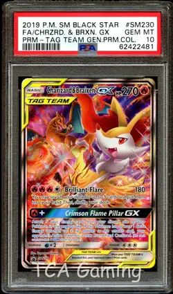 PSA 10 GEM MINT Charizard & Braixen GX SM230 ALTERNATE ART Pokemon Card 481 - Image 1