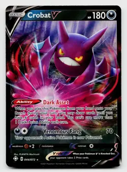 Shining Fates Pokemon TCG Crobat V 044/072 Ultra Rare Holo Card - Image 1