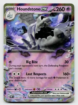 SV03: Obsidian Flames Pokemon TCG Houndstone ex 102/197 Double Rare Holo Card - Image 1