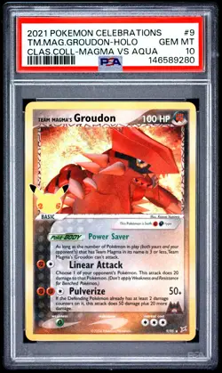 Team Magma's Groudon Holo 9 Celebrations Classic Collection Pokemon PSA 10 - Image 1