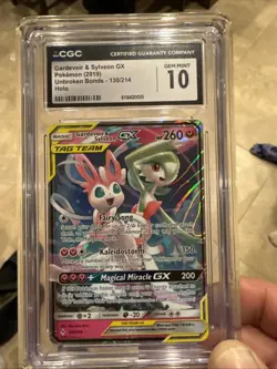 GARDEVOIR & SYLVEON GX 2019 Pokemon SM Unbroken Bonds Tag Team #130/214 CGC 10 - Image 1