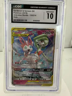 GARDEVOIR & SYLVEON GX 2019 Pokemon SM Unbroken Bonds Tag Team #130/214 CGC 10 - Image 3