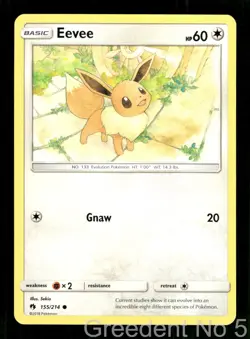 Eevee 155/214 Common Lost Thunder Pokemon Near Mint - Image 1