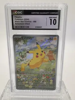 Pokemon CGC 10 Pikachu Black Start Promo Adventure Chest! - Image 1