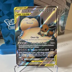 Pokemon Eevee & Snorlax GX TAG TEAM Holo SM Team Up 171/181 HP 270 - Image 1
