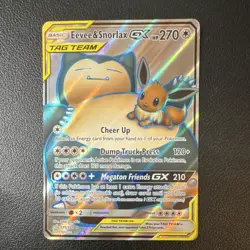 Pokemon Eevee & Snorlax GX TAG TEAM Holo SM Team Up 171/181 HP 270 - Image 3