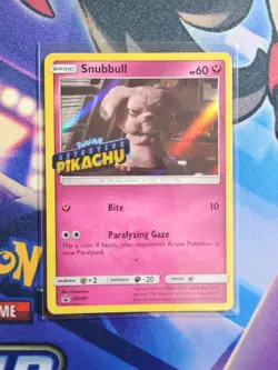 Snubbull SM200 Detective Pikachu Promo Stamped Holo Pokemon Card NM - Image 1