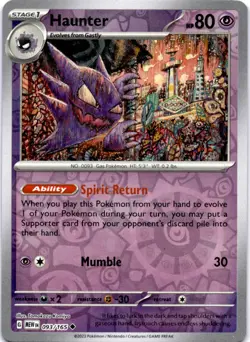 Haunter 093/165 Uncommon 151 Pokemon Reverse Holo Near Mint - Image 1