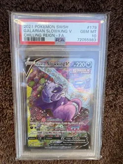 GALARIAN SLOWKING V PSA 10 2021 POKEMON SWSH CHILLING REIGN #179/198 FA 8409 - Image 1