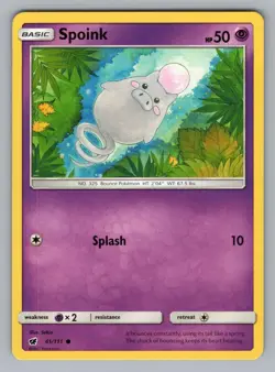 SPOINK 41/111 C CRIMSON INVASION POKEMON LP CIN 2017 - Image 1