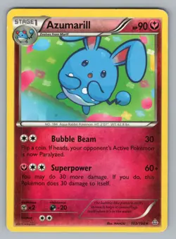 AZUMARILL 103/160 R PRIMAL CLASH POKEMON LP PRC 2015U, - Image 1