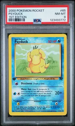 2000 Pokemon 1st Edition Team Rocket # 65 Psyduck PSA 8 Card Trusted Seller! - Image 1