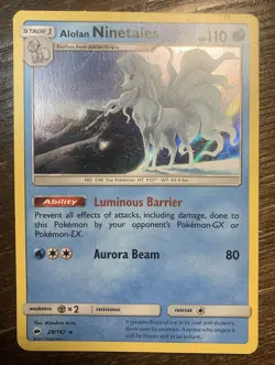 Pokemon | Alolan Ninetales | 28/147 Holo Card TCG 2017 - Image 1