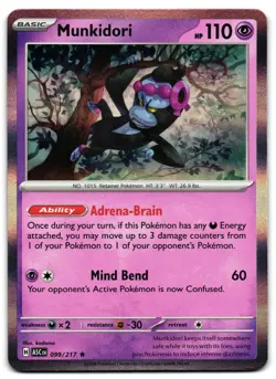 Munkidori 099/217 - 🌊 Ascended Heroes Rare Pokemon TCG Holo 🖤 - LP - Image 1