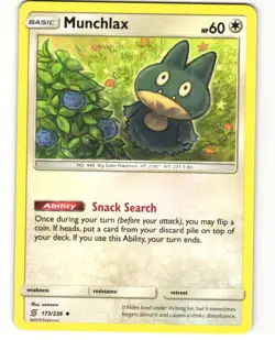 Munchlax Uncommon Pokemon TCG Unified Minds 173/236 LP - Image 1