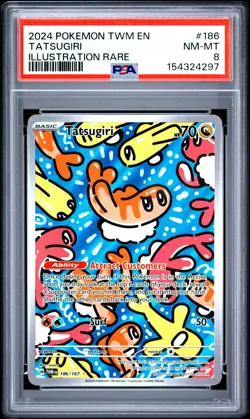 2024 POKEMON TWM EN-TWILIGHT MASQUERADE ILLUSTRATION RARE #186 TATSUGIRI PSA 8 - Image 1