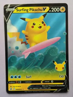 SURFING PIKACHU V 008/025 MP CELEBRATIONS V Rare Pokemon - Image 1