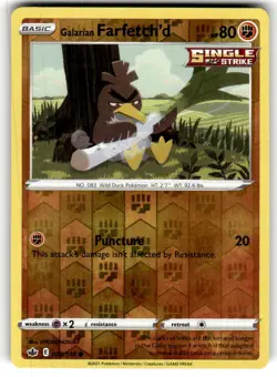 Galarian Farfetch'd 078/198 Common Chilling Reign Pokemon Reverse Holo Near Mint - Image 1