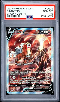 2023 POKEMON SWORD & SHIELD CROWN ZENITH #GG36 FULL ART/ENTEI V PSA 10 - Image 1