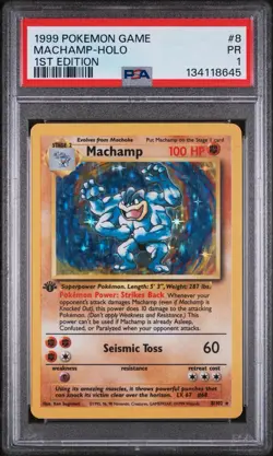 1999 POKEMON BASE SET 1ST EDITION #8/102 MACHAMP HOLO PSA 1 (C) - Image 1