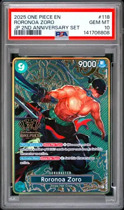 Roronoa Zoro PSA10 2025 One Piece Japanese 2nd Anniversary Set #118 - Image 1