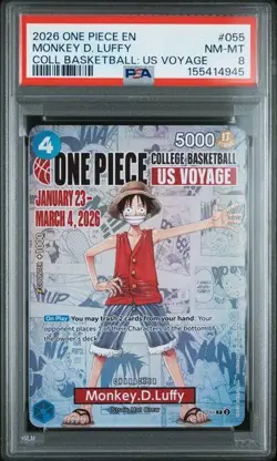 2026 One Piece Monkey D Luffy College Basketball US Voyage PSA 8 - Image 1