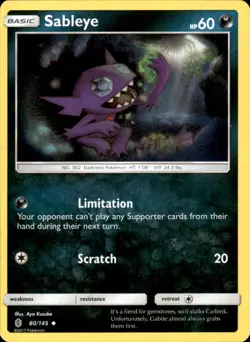 Sableye 80/145 - Pokemon SM - Guardians Rising - LP - Image 1