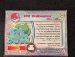 1999 Topps Pokemon Bulbasaur #01 TV Animation Series 1st Print Blue Logo L105 - Image 2