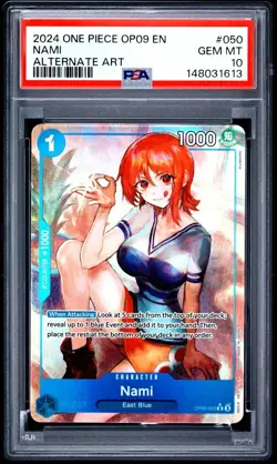 2024 ONE PIECE OP09-EMPERORS IN THE NEW WORLD ALTERNATE ART #050 NAMI PSA 10 - Image 1