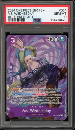 One Piece CCG Ms. Wednesday Alternate Art EB01-034 PSA 10 Gem Mint - Image 1