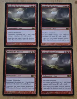 MTG 4x Rare Red Enchantment AWAKEN THE ANCIENT - Image 1