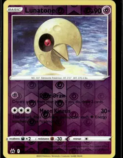 Pokemon Lunatone 062/159 Crown Zenith Reverse Holo Uncommon - Image 1