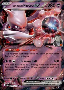 TEAM ROCKET'S MEWTWO EX 081/182 DOUBLE RARE DESTINED RIVALS POKEMON HOLO NM - Image 1