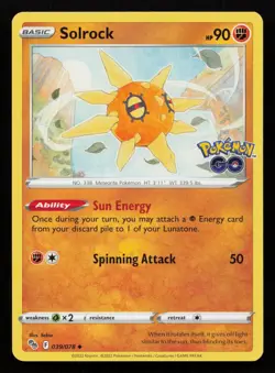 Solrock 039/078 Uncommon Pokemon GO Pokemon NM - Image 1