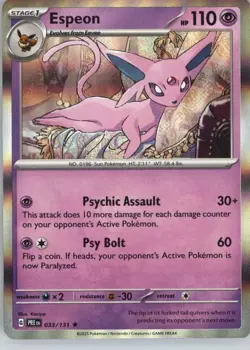 Espeon 033/131 Holo Rare Prismatic Evolutions Pokemon Holo Near Mint - Image 1