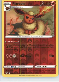 Flareon 026/185 Rare Vivid Voltage Pokemon Reverse Holo Near Mint - Image 1