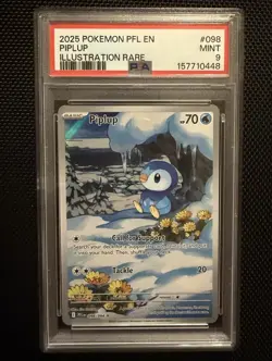 Pokemon TCG Piplup 098/094 Me02 Phantasmal Flames Illustration Rare Holo PSA 9 - Image 1
