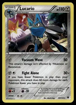 POKEMON LUCARIO FATES COLLIDE 63/124 HOLO HOLO R NM/M - Image 1