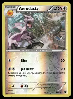 POKEMON AERODACTYL FATES COLLIDE 76/124 REVERSE HOLO R NM/M - Image 1