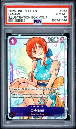 2025 One Piece EN Illustration Box Vol.1 #062 O-Nami PSA 10 - Image 1