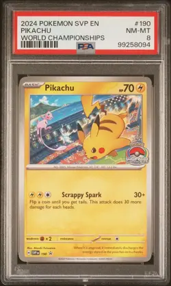 2024 Pokemon SVP-EN World Championships #190 - PSA NM-MT 8 - PIKACHU - Image 1