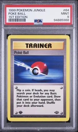 1999 Pokemon Jungle 1st Edition #64 Poke Ball PSA 9 MINT - Image 1