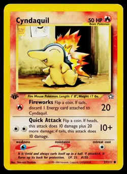 Cyndaquil 57/111 Common Neo Genesis Pokemon Moderately Played - Image 1