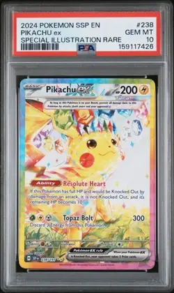 Pokemon 2024 Pikachu ex 238/191 SIR Surging Sparks GEM MINT PSA 10 - Image 1