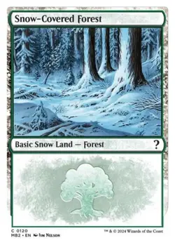 Snow-Covered Forest (White Border) - Near Mint MTG Mystery Booster 2 - Image 1
