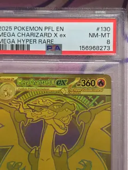 PSA 8 MINT Pokemon Mega Charizard X ex Gold 130/094 Phantasmal Flames (English) - Image 3