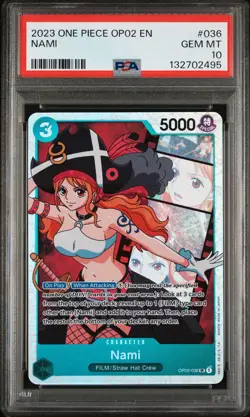 2023 ONE PIECE OP02-PARAMOUNT WAR #036 NAMI PSA 10 - Image 1