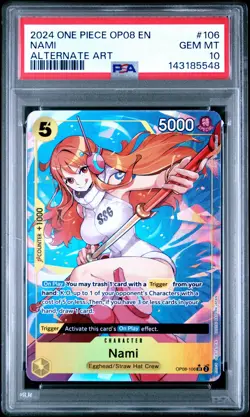 2024 ONE PIECE OP08-TWO LEGENDS ALTERNATE ART #106 NAMI PSA 10 - Image 1