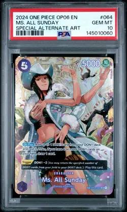 2024 ONE PIECE OP06-WINGS OF THE CAPTAIN #064 MS. ALL SUNDAY PSA 10 - Image 1